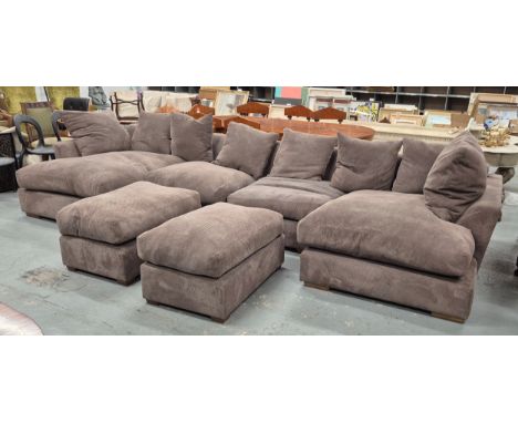 MODULAR SOFA, of very large proportions with footstools, from Collins and Hayes 420cm W x 75cm H.