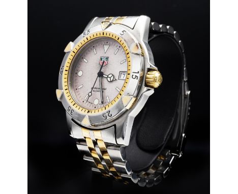TAG HEUER 1500 PROFESSIONAL TWO-TONE WRISTWATCH, 1990, 37mm, granite dial, quartz movement, original bracelet and clasp, Ref.