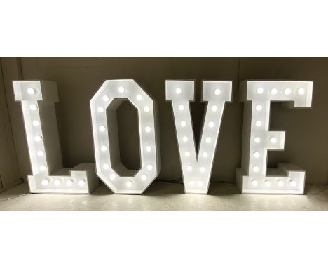 LIGHT UP 'LOVE' SIGN, with individual light up letters, 104cm H each. (4) (faults)