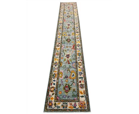 CONTEMPORARY OUSHAK LONG RUNNER, 487cm x 81cm.
