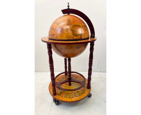 GLOBE DRINKS TROLLEY, vintage style, with lift up top, 90cm H x 50cm W.
