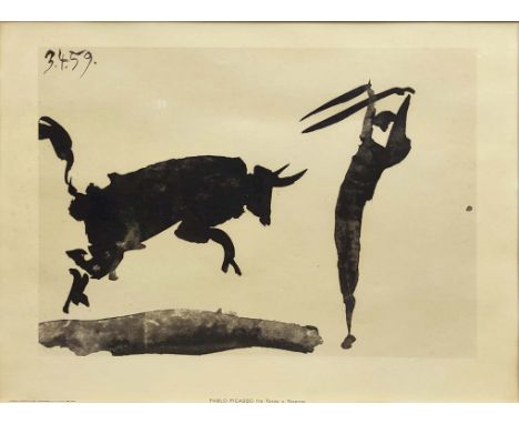 PABLO PICASSO, 'Toros Y Tereros' lithographs, 37cm x 50cm, framed, (published Spadem, Paris 1968, printed by Jan Christian So