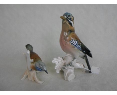 Two Karl Ens ceramic bird figurines, printed and impressed marks to base (the tallest 16.5cm).