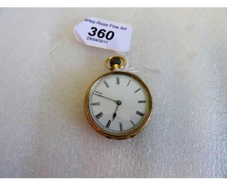 A lady's Victorian 18ct gold cased watch, the white enamel dial bearing Roman numerals, the case profusely engraved with scro