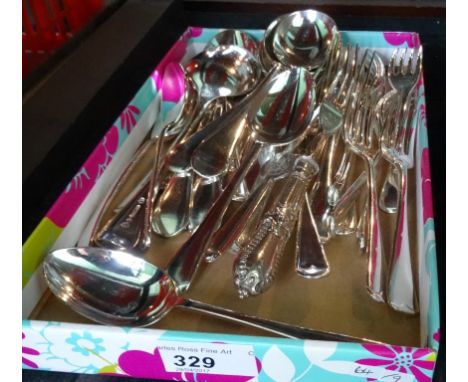 A quantity of silver plated flatware, to include: forks, soup spoons, tablespoons and others.