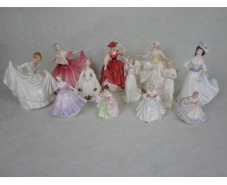 A collection of 12 Royal Doulton ceramic figurines, to include: Buttercup (HN2399), Elaine (HN3307), Sweet Seventeen (HN2734)