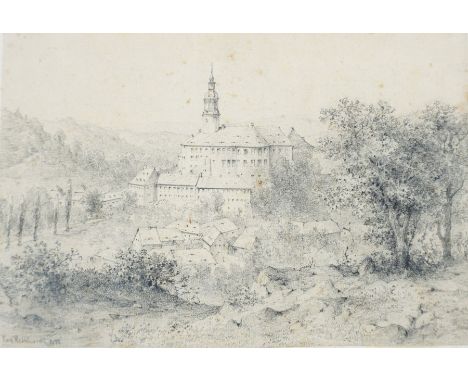 REINHARDT, Friedrich August *20.03.1831 Leipzig †1915 Dresden),Bleistift/ Papier, Blick auf Schloß Weesenstein bei Dresden, l