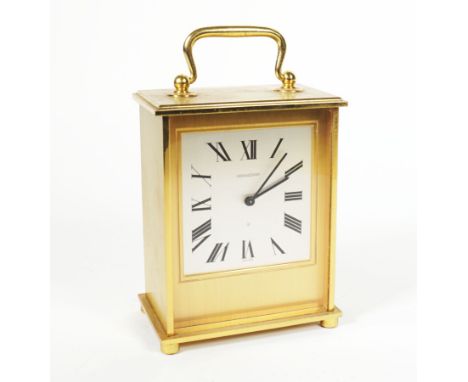 WECKER/REISEUHR, Manuf. Jaeger-LeCoultre/Vallée de Joux,1970er, hochrechteckiges Messinggehäuse, in der Front Acrylglasscheib