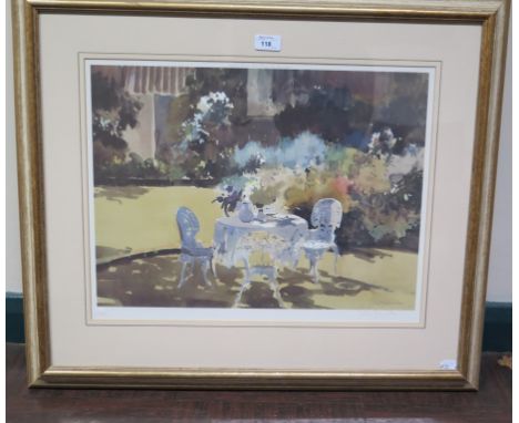 John Yardley Sunshine in the Garden Lithograph, signed in pencil and blind stamp 37cm x 50cm