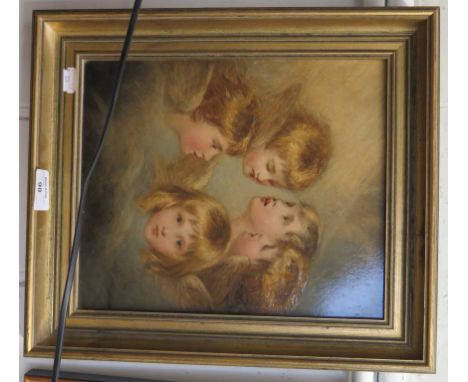 After Sir Joshua Reynolds Child's portrait in different views Oil on board, Christie's catalogue cover to verso, dated 1886 2