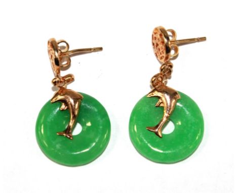 A pair of jade earrings