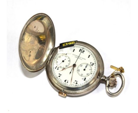 An open face silver pocket watch with two sub dials and a centre second sweep, 5.5cm diameter