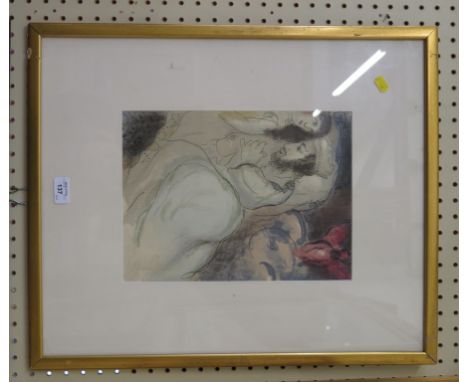 After Marc Chagall 'Sarah & Abimelech' Lithograph 35cm x 26cm