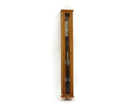 A Griffin &amp; George mahogany cased stick barometer, F293, 19cm wide, 15cm deep, 128 cm high