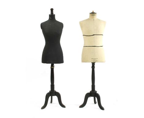An early 20th Century tailor's dummy, by Stockman, Paris, Brevete S.G.D.G 5040L, on tripod base, 149cm high, and another of u