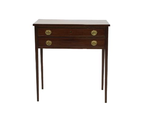 A 19th century mahogany side table, with two frieze drawers on square tapering supports, 68cm wide, 36cm deep, 73cm highCondi