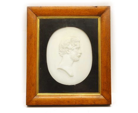 G.Nucci 19th century plaster plaquePortrait of a gentlemansigned G.Nucci F Roma 1885, in ebonised wooden mount and oak frame,