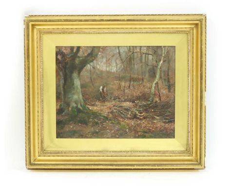 James Herbert Snell (1861-1935)Collecting firewoodsigned l.r. and further signed verso, oil on canvas36.5 x 46cmCondition rep