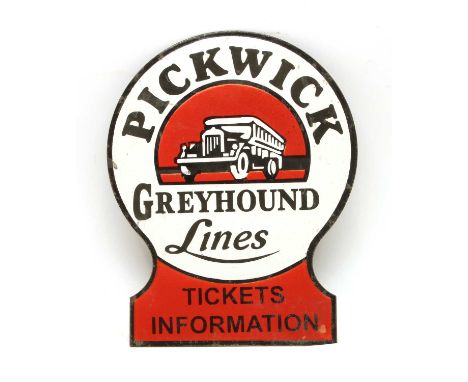 An enamel sign 'Pickwick Greyhound Lines, Tickets Information', 29.5 x 23cmCondition report: Good condition, small edge chips
