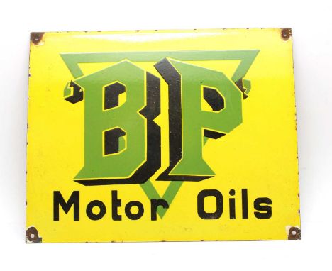 An enamel sign 'BP Motor Oils', 41 x 51cmCondition report: Rusty corner holes, some edge chips and rust