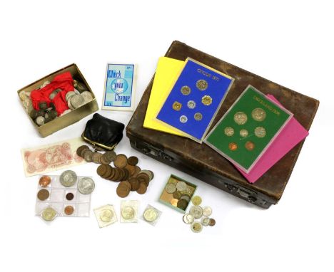 Coins, Great Britain and World, a collection of coins to include The First Coinage of the Kingdom of Swaziland 1974 set, Ceyl