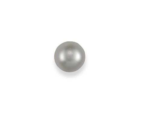 A natural pearl brooch, the button-shaped pearl mounted on a plain yellow gold bar brooch. Accompanied by report number 85999
