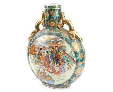 A modern Chinese style moon flask, decorated with female figures etc., 52cm H.