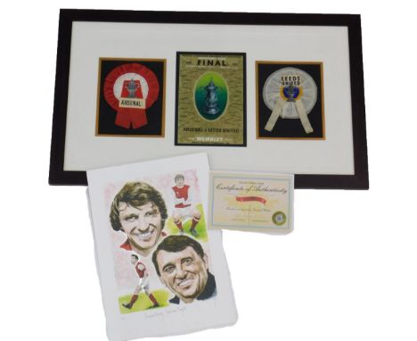 A montage, relating to the Arsenal and Leeds FA Cup final from 1972, and a limited edition print after David J walker titled 