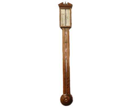 A mahogany ebony and boxwood strung stick barometer, in George III style. the dial signed Czajkowski and Son Woodhall Spa, wi