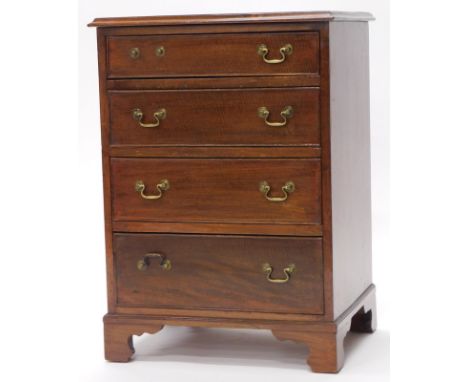 A mahogany chest of drawers, the top with a moulded edge above four graduated drawers, on bracket feet, 56cm wide.