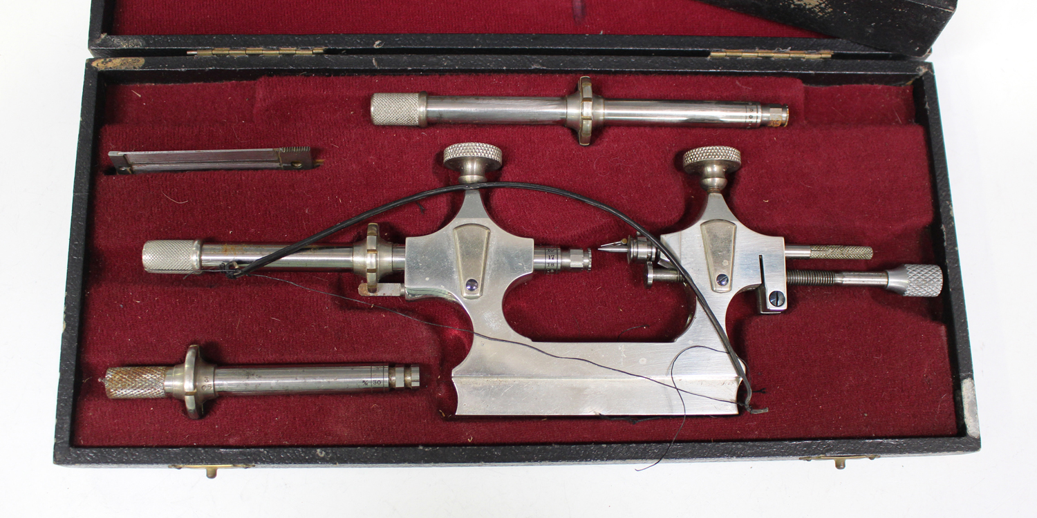 A Jacot Tool precision watchmaker's lathe, stamped 'CS' and cockerel maker's mark, possibly Stein