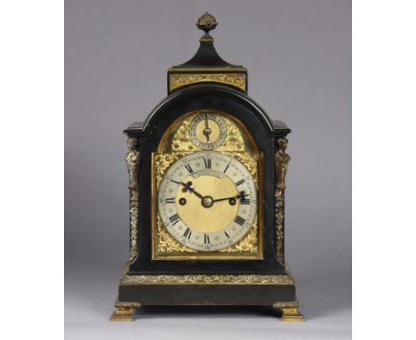 A late Victorian bracket clock by Webster of London, in ebonised dome-top case with gilt-metal mounts, the 4.5” silvered &amp