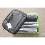 A box containing a Logik 15.6" laptop carry bag and 4x Amazon Basics laptop bags SUBJECT TO VAT
