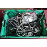 A crate containing a quantity of cables to include, Ethernet, HDMI, power supply, etc. SUBJECT TO