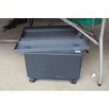 Small metal cabinet on wheeled base SUBJECT TO VAT