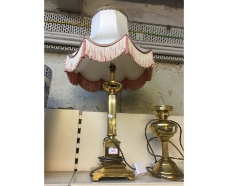 BRASS COLUMN TABLE LAMP