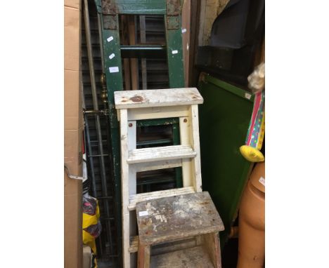THREE PAIRS OF WOODEN STEP LADDERS
