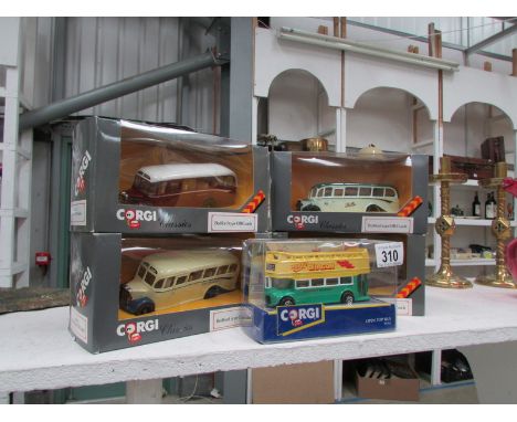 4 Corgi classics Bedford OB coaches and one other