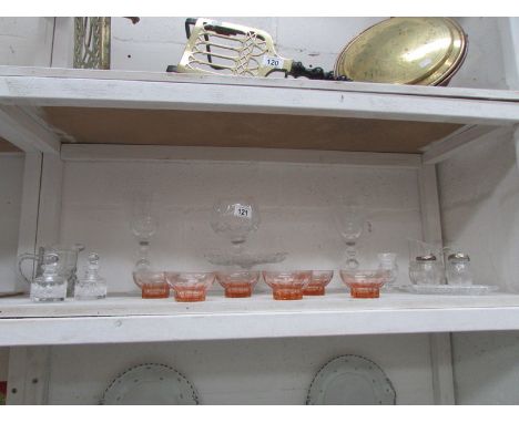 A mixed lot of glassware, one shelf