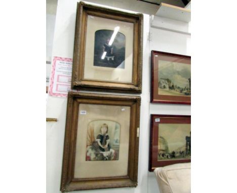 A pair of Victorian hand tinted portrait photos of children