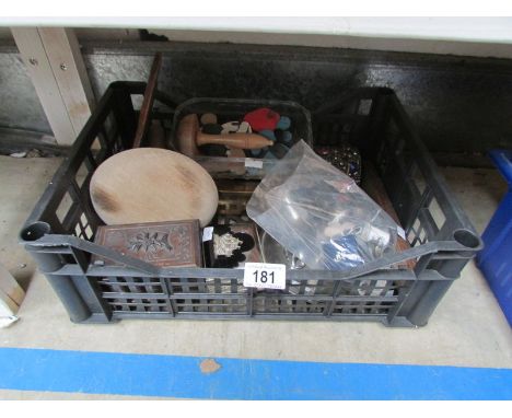 A mixed lot including trinket boxes, cigarette box, thimbles etc