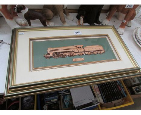 A framed and glazed wooden model of LNER Green Arrow