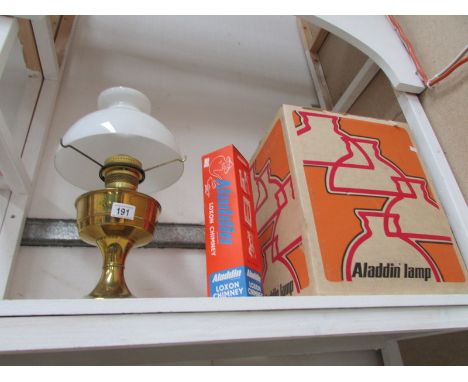 A brass Aladdin oil lamp in original box