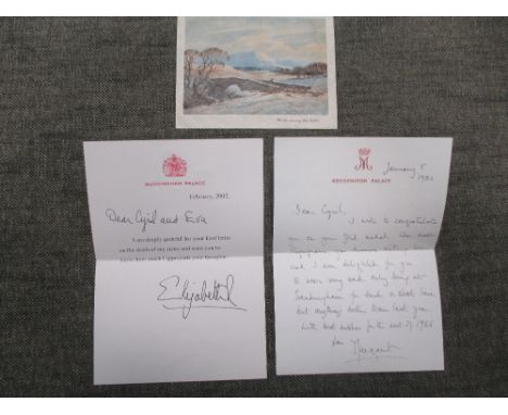 HRH The Princess Margaret, a handwritten letter on Kensington Palace headed paper dated 5th January 1986, congratulating Cyri