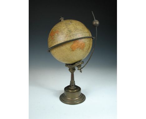 Richard's chronosphere clock, circa 1910, the six inch terrestrial globe comprised of twelve gores and two lunar calottes wit