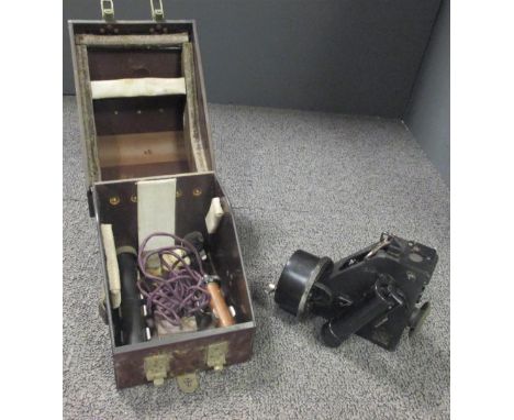 A World War II bubble sextant in a travelling case, MK1XA no. 2282, cased, together with a copper and wood ship's binnacle, b