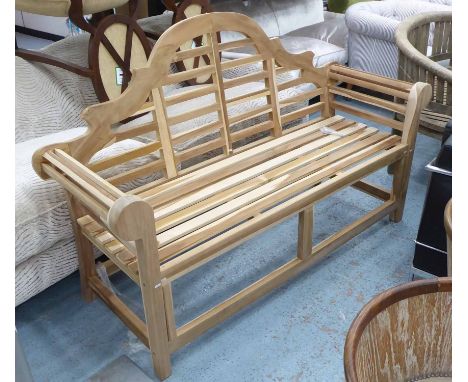 MARLBOROUGH STYLE GARDEN BENCH, contemporary teak, 165cm W.