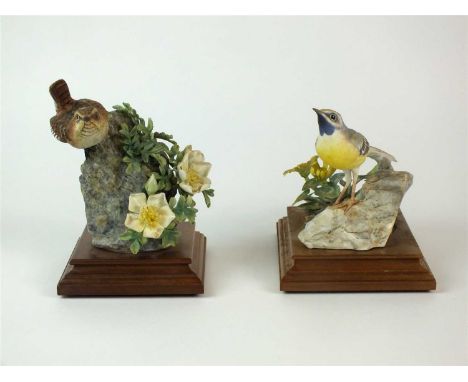 A Royal Worcester model of a Grey Wagtail and Celandine, circa 1968, together with a further Royal Worcester model of a Wren 