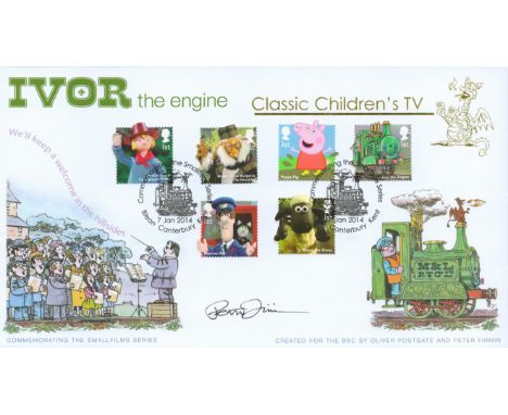 Peter Firmin signed 2014 Internetstamps Classic TV Ivor the Engine FDC. Good condition. All autographs come with a Certificat