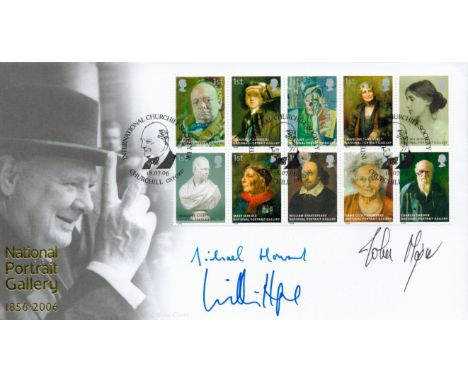 John Major, Michael Howard and William Hague signed 2006 National Portrait Gallery Internetstamps official Winston Churchill 